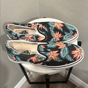Vans Black Hawaiian Floral Slip-On Sneakers